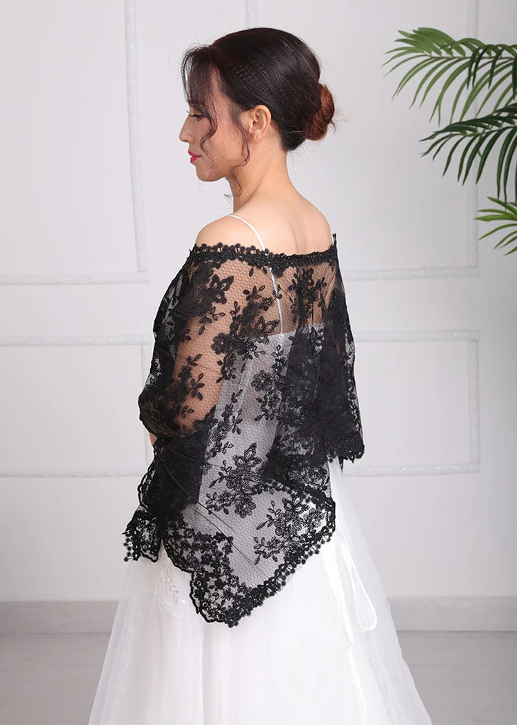 Винтажное свадебное болеро черный с открытыми плечами сексуальный плащ вечернее