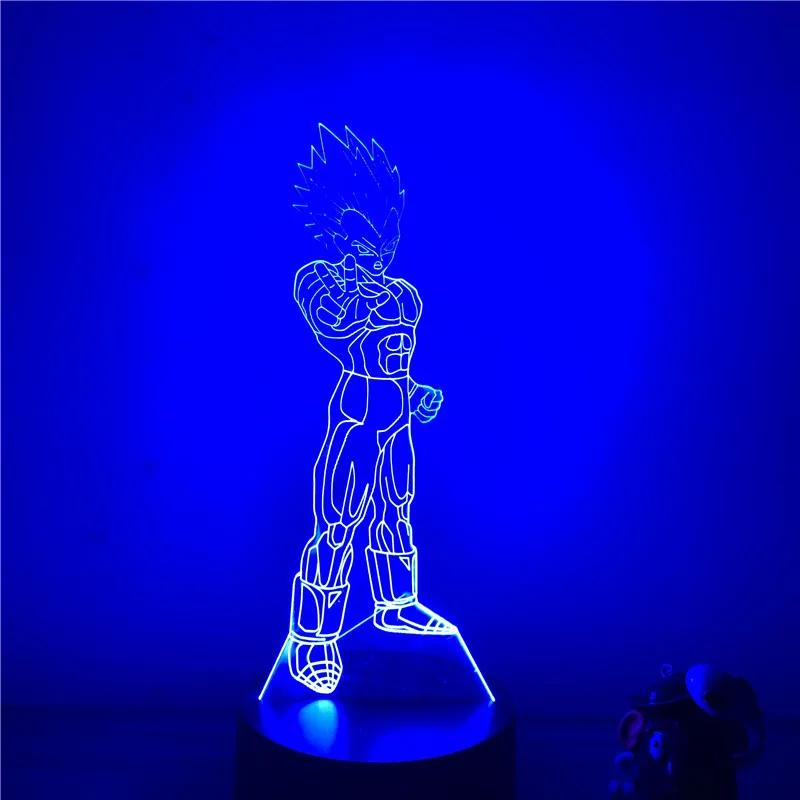 Dragon Ball Z Вегета ГОКу супер сайян, «Жемчуг дракона 3D светодиодный Ночной светильник 7 цветов сенсорный оптический Иллюзия фигурку настольная лампа украшения