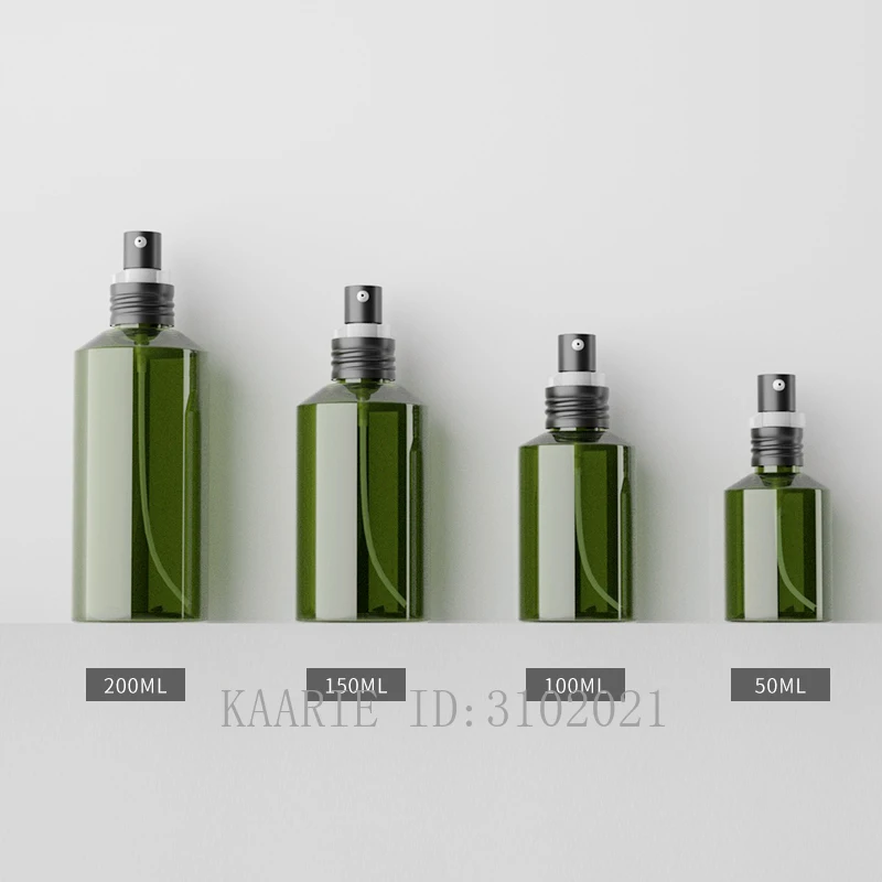 

50ml100ml150ml200ml 50pcs Empty PET Cosmetic Dark Green Lotion Pump Bottle,DIY Emulsion Packing Container,Portable Makeup Bottle