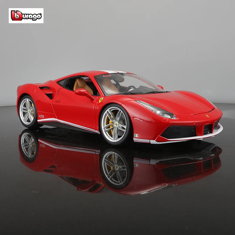 Модель автомобиля Bburago 1:18 Ferrari 488 10 я годовщина красная версия модель из сплава