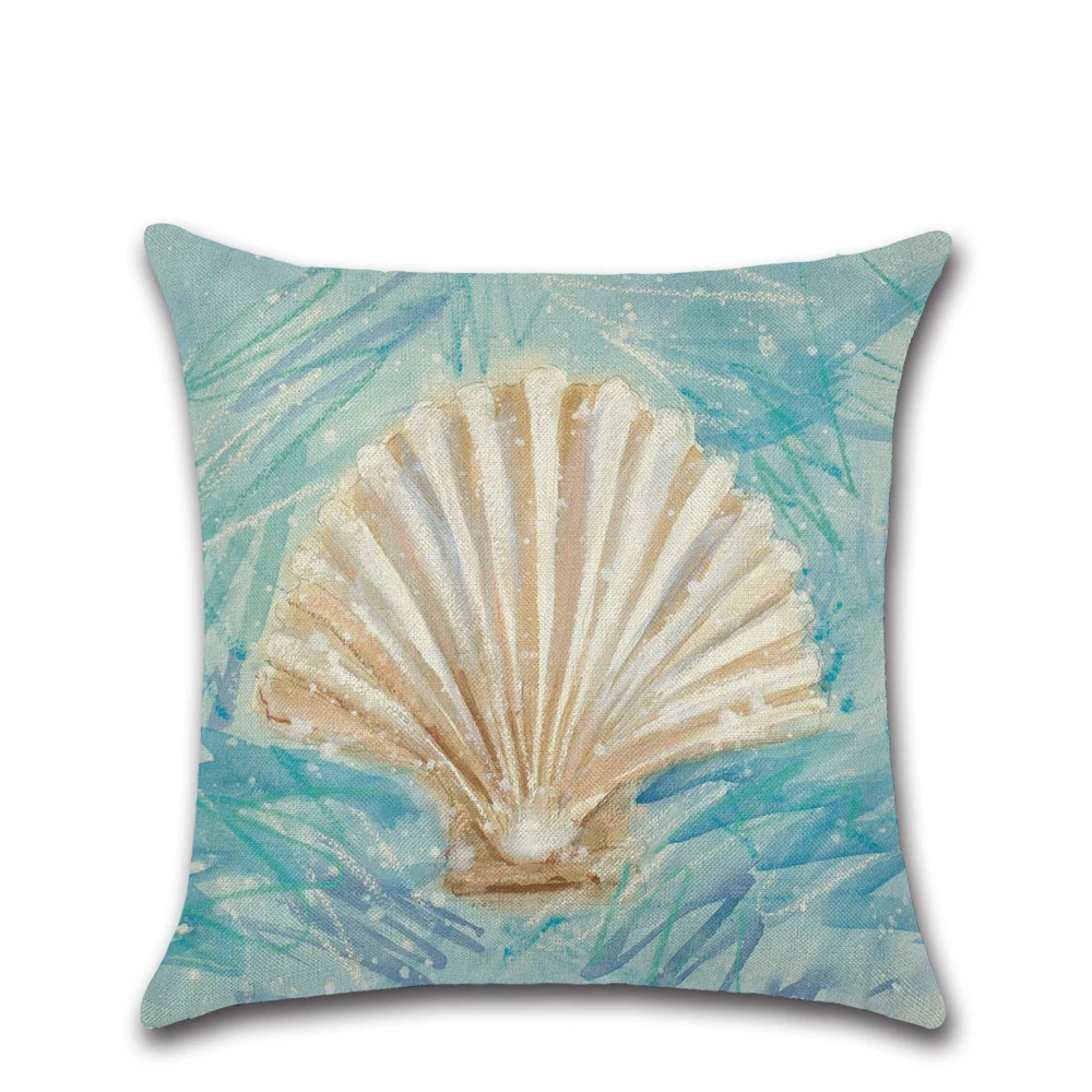 Льняная подушка крышка декоративные океан наволочка с животным размером 45*45 см