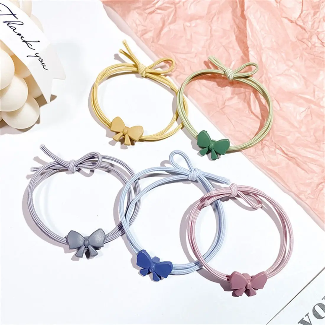 

Random Color Cute Bow Hair Ring Bands High Elastic Colorful Hair Tie Rope Band Hair Accessorie Headwear Headdres for Women Girl