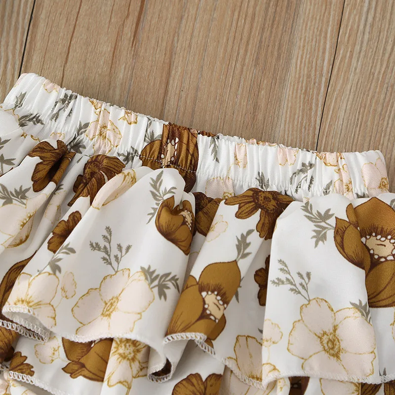 

2021 New Summer Baby Clothes Girls Casual Suit Romper Toddlers Summer Solid Color Printing Children's Vest Outfits