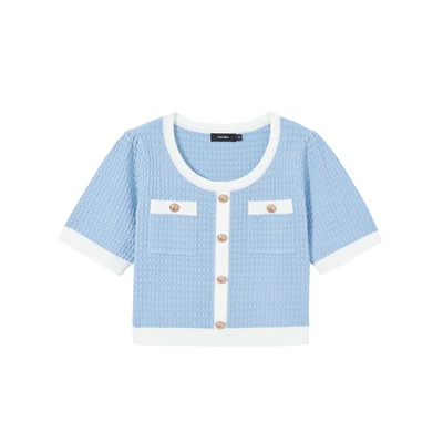 

В Корейском стиле с короткими рукавами женская летняя обувь новый стиль многоцветный Чистый из хлопка с рукавами-фонариками, свитера, попул...