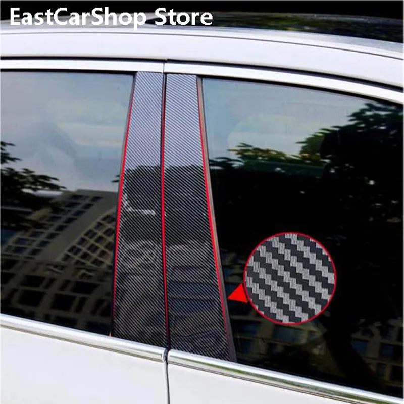 

Car Carbon Fiber Middle Column PC Window Trims Pillars Decoration B C Pillar Black Strip Stickers for Hyundai IX25 2020 2021