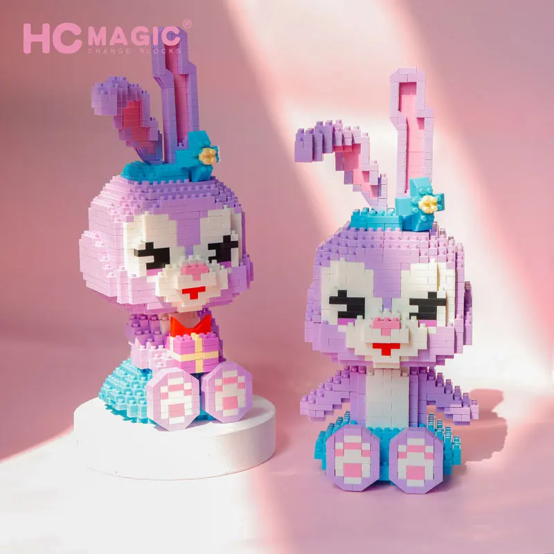

Cartoon Anime Bunny DIY Assembled Building Blocks Pet Dog Animal 3D Model Digital Connecting Brick Children's Gift Toy No Box