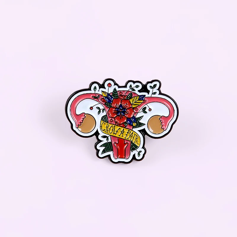 Feminism Hurray ! Cartoon Flowers Uterus Enamel pins Girl power Women' Rights Feminist Jewelry Brooches Badge Lapel pin For Gift |
