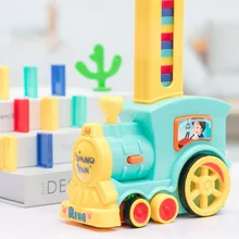 Domino Train Car Set Kids Sound Light Dominoes Brick Colorful Blocks Game Gift Electronic Toys for Children Boys Girls