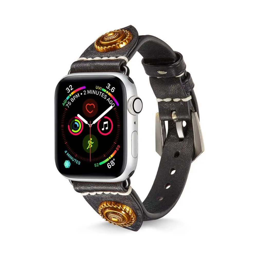 Ремешок кожаный в стиле ретро для apple watch 1 2 3 4 5 iwatch браслет наручных часов 38 мм 42 40