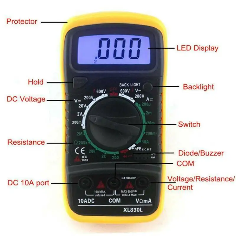 

Digital Voltmeter Ammeter Ohmmeter Multimeter Volt AC DC Tester Meter US Seller