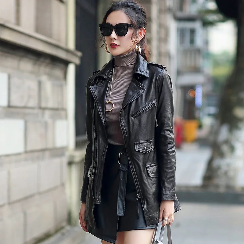 Женская куртка из натуральной кожи натуральная овчина кожаная весна-осень 2020