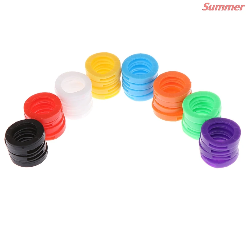 

32pcs Practical Mixed Color Hollow Rubber Key Covers Multi Color Round Soft Silicone Keys Locks Cap Elastic Topper Keyring Case