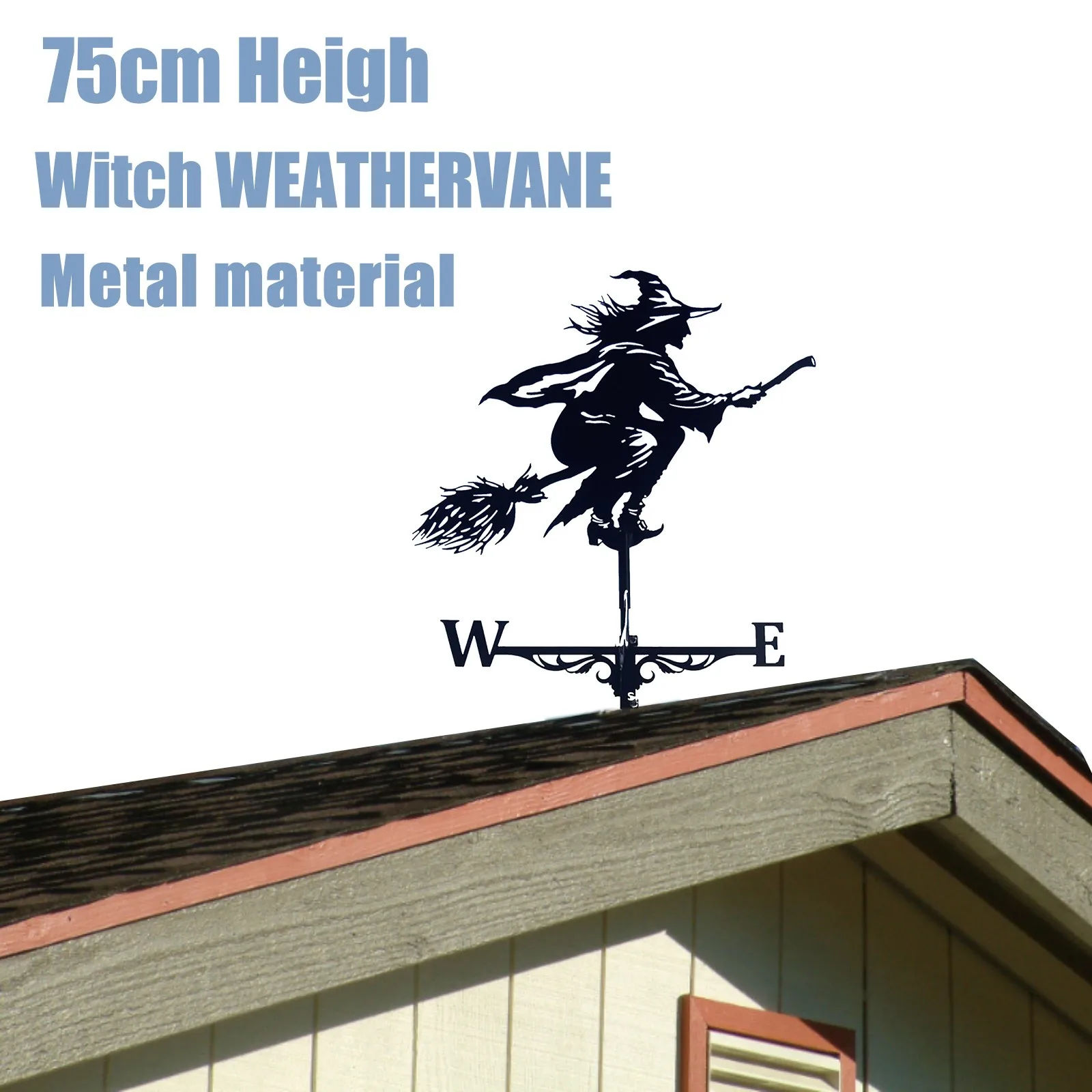 

Farmhouse weather vane witch stainless steel roof wind direction indicator kit outdoor garden bracket weather wind speed trimmer