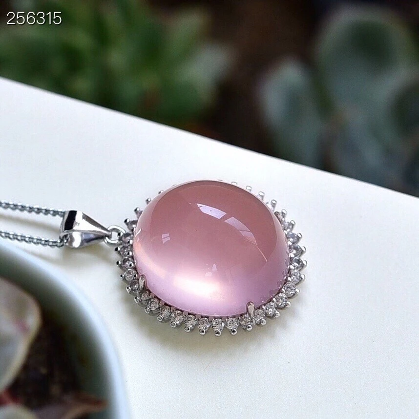 

Genuine Natural Pink Rose Quartz Star Light Pendant Oval Necklace 26*23*15mm Women Men Star Light Jewelry Genuine AAAAAA