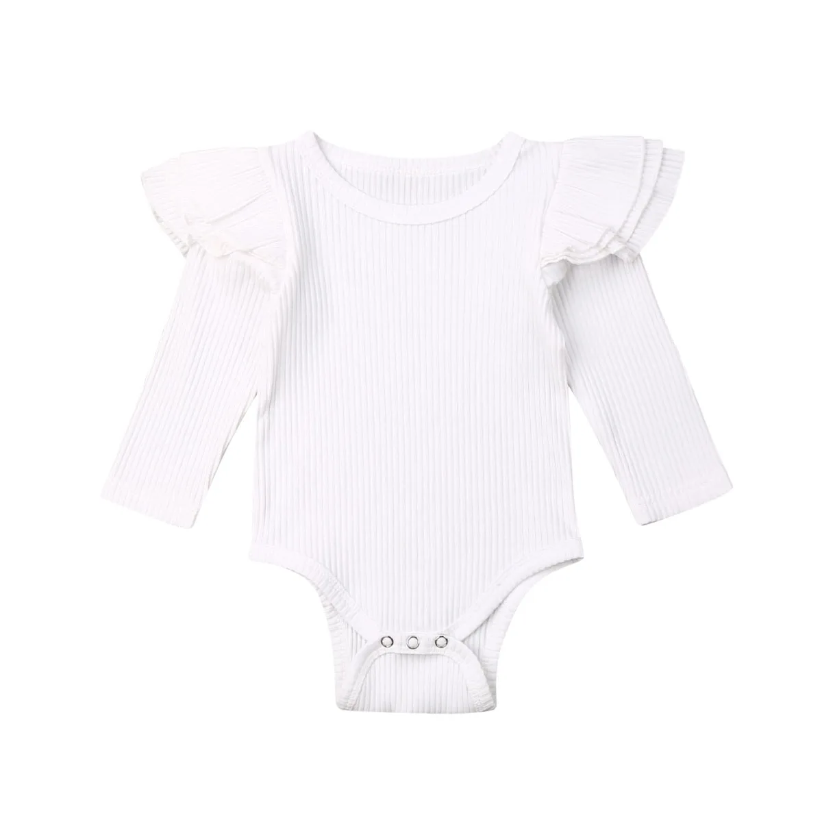 

2020 Baby Spring Autumn Clothing Infant Newborn Baby Girls Boys Ruffles Long Sleeve Bodysuit Robbed Solid Jumpsuits Outfit Set