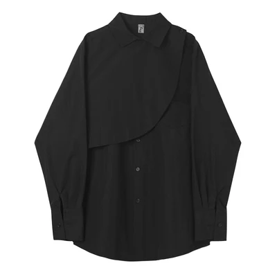 Женская одежда в стиле темного Ямамото рубашка ретро с асимметричным сложенным