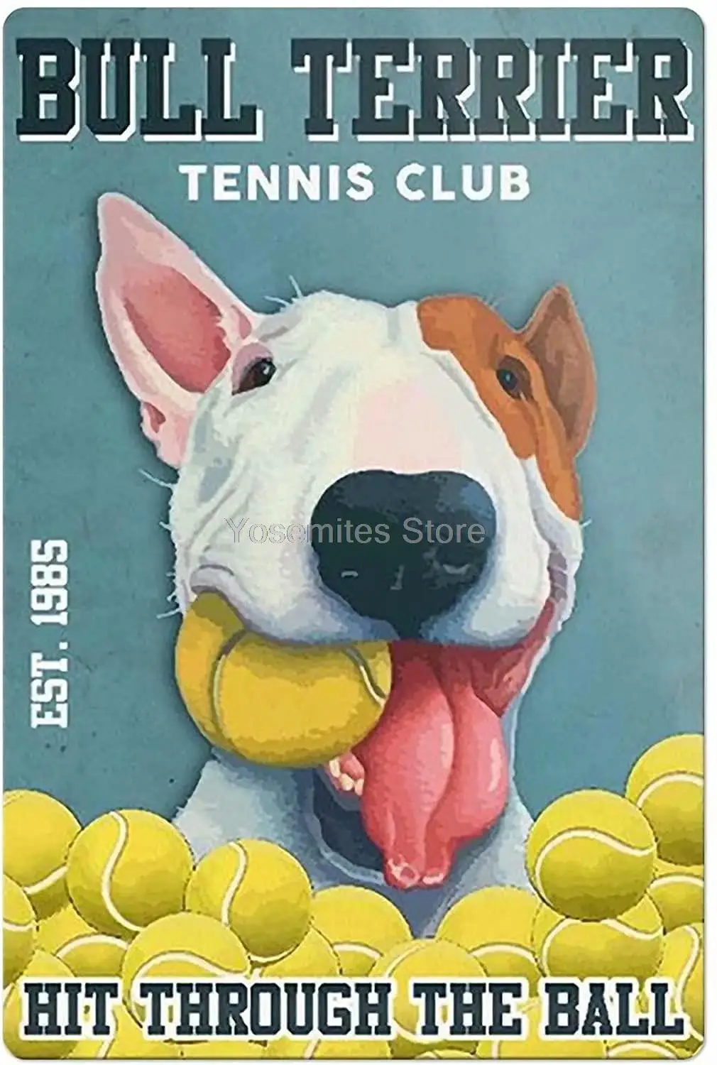 

Hund Metall Zinn Zeichen Bull Terrier Tennis Club Hit Durch Die Ball Metall Poster Club Wohnzimmer Bad Home Kunst wand Dekoratio