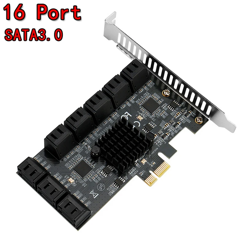 

SATA PCIE 1X Adapter 10/16 Ports PCIE X1 X4 X8 X16 To SATA 3.0 6Gbps Interface Rate Riser Expansion Card For Desktop PC Computer