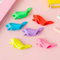 creative cute cartoon soft silicone dolphin children writing pencil correction student school stationery pencil topper pen grip