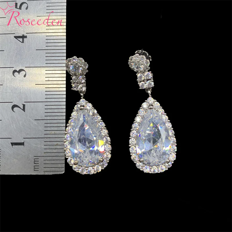 

New Classic Drop Earring Zircon Water Shape CZ Bridal Wedding Dangle Earrings Women Party Jewelry RE4270