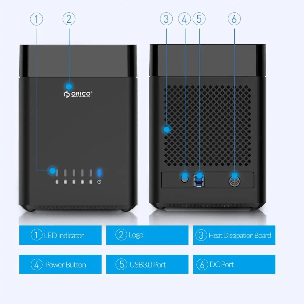 Док станция ORICO DS Series 5 отсеков 3 дюйма USB до 50 ТБ|hard drive enclosure|hdd enclosuredrive enclosure |