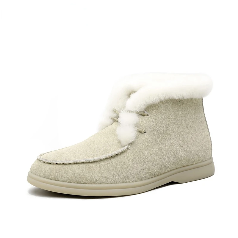 

Women's Snow Boots Faux Fur Leather Ankle Boots Winter Comfortable Flat Wool Boots Women's Shoes