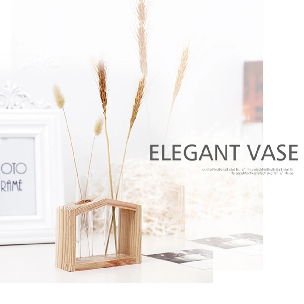 Простой Стильный Стеклянный пробирка ваза бревна рамка зеленый укроп