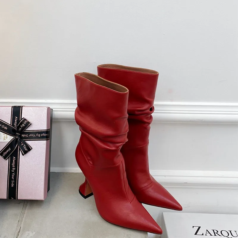 

Fashion Boots Female Luxury Brand Profiled Heel 9.5CM High Heel Boots Fashionable Handsome Cool Sweet Trendy Women's Shoes 35-42