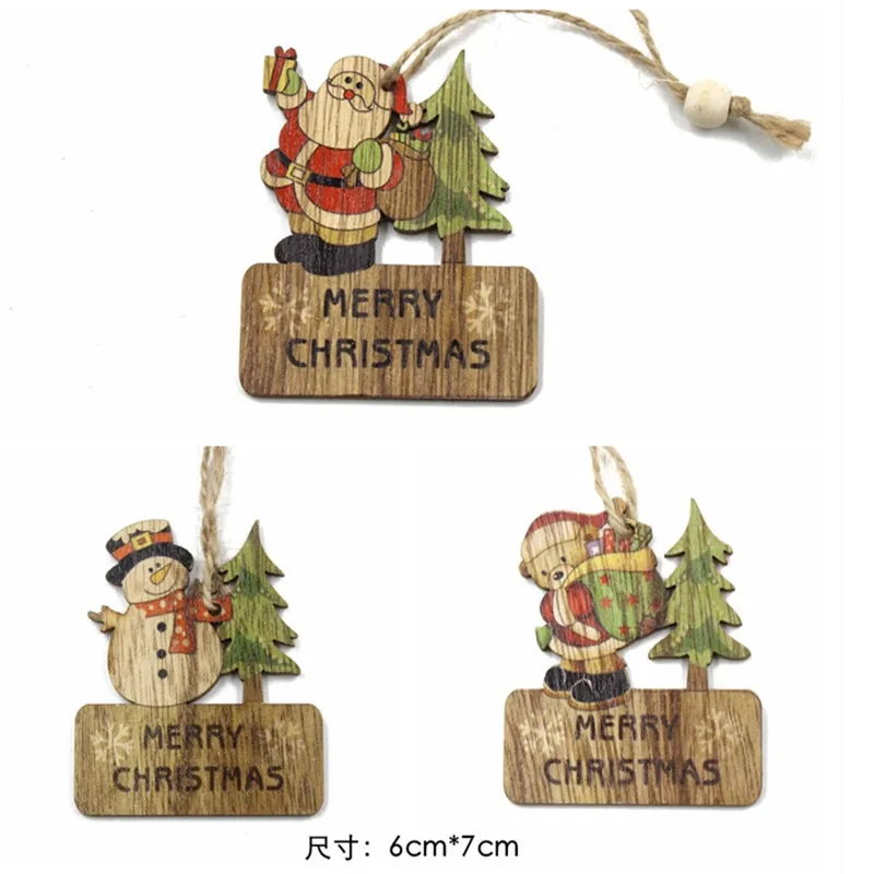 3Pcs/Pack Creative Santa Clause&amp snowman Wooden Christmas Pendants Ornament for tree Ornaments decoration Kids toys | Дом и сад