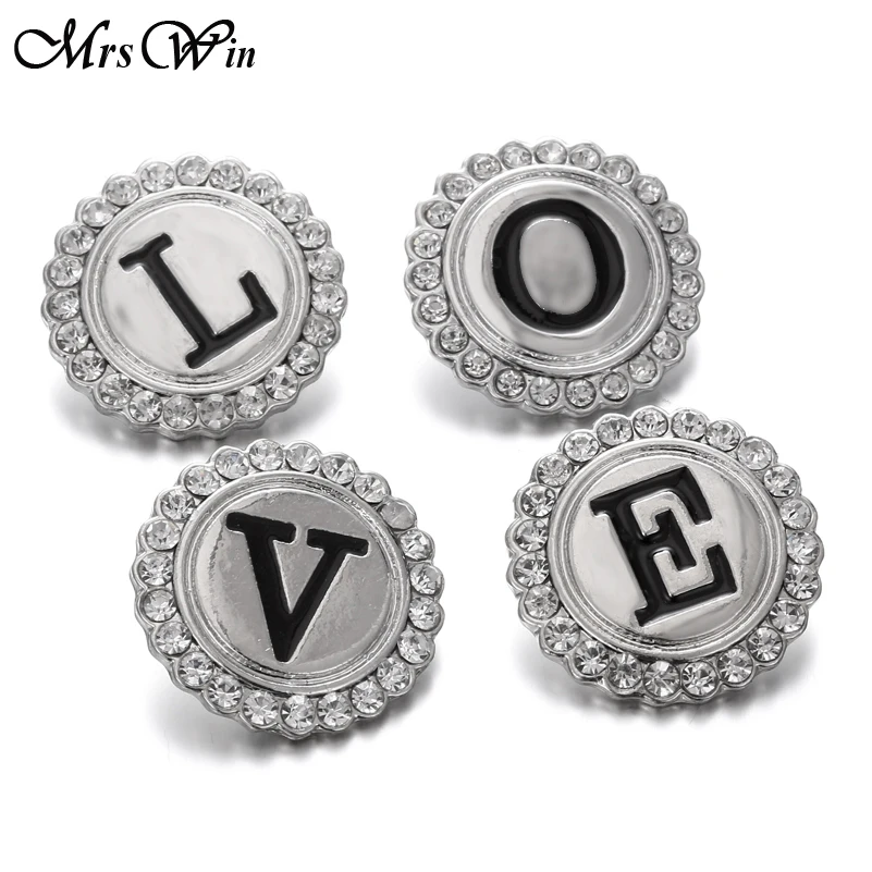 5 шт./лот металлические круглые буквы с кристаллами 18 мм кнопки буквами алфавита
