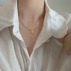 Подсолнух Корейская эстетика цепочка до ключицы позолоченное ожерелье для женщин и девушек модные роскошные Изящные Ювелирные изделия Подарки SN2352