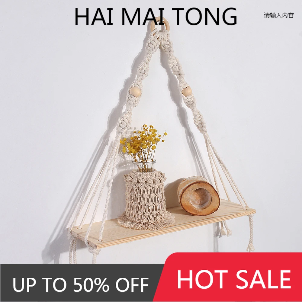 

Macrame Shelves for Bedroom & Plant Boho Decoration Home Wall Decor Wooden Wall Shelf Candle Holder Floating Shelves Gift