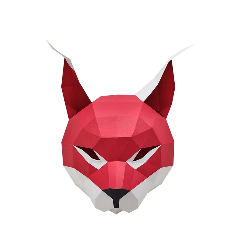 3D Бумажная кошка Рысь маска для Хэллоуина Вечерние Декорации DIY матрица голова для косплея маска вечерние украшения реквизит для фотосессии Свадебный декор