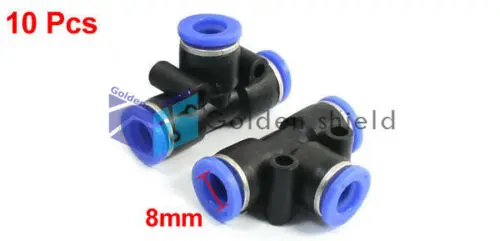 10 шт. равен 8 мм 3-х полосная T Форма Пластик пневматический нажим в фитинги