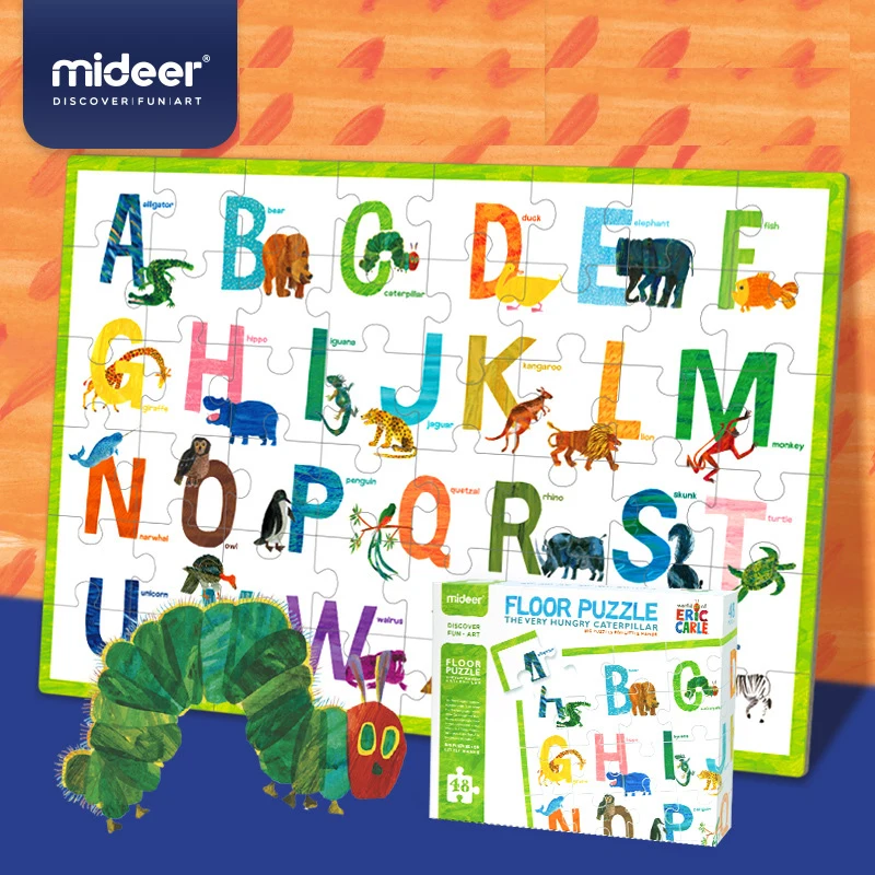 

Mideer 48 Pieces Alphabet Art Floor Puzzle The Very Hungry Caterpillar By Eric Carle Big Jigsaw Puzzles For Baby Kids 3Y+