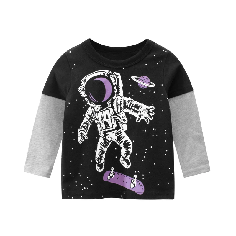 

Children T Shirts Long-Sleeve Autumn Baby Boys Kids Girls Cotton Cartoon Tops Clothing Clothes Spring Print Letter