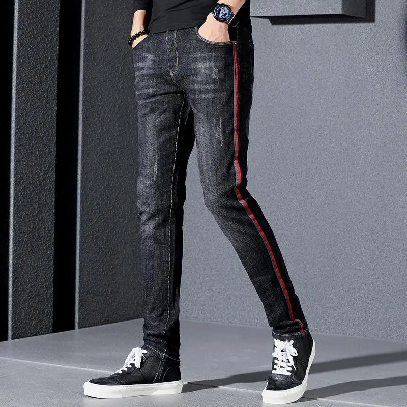 

Men's Denim Pants Retro Causal Jeans Loose Straight Trousers