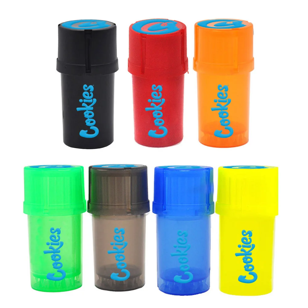 

1pcs Cookies 2 In 1 Plastic Grinder 3-Layers Tobacco Herb Grinder Shark Tooth Crusher with Tobacco Storage Case Jar Accessories