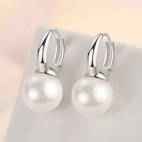 kofsac popular simple pearl hoop earrings for women 925 sterling silver jewelry lady weding engagement anniversary accessories