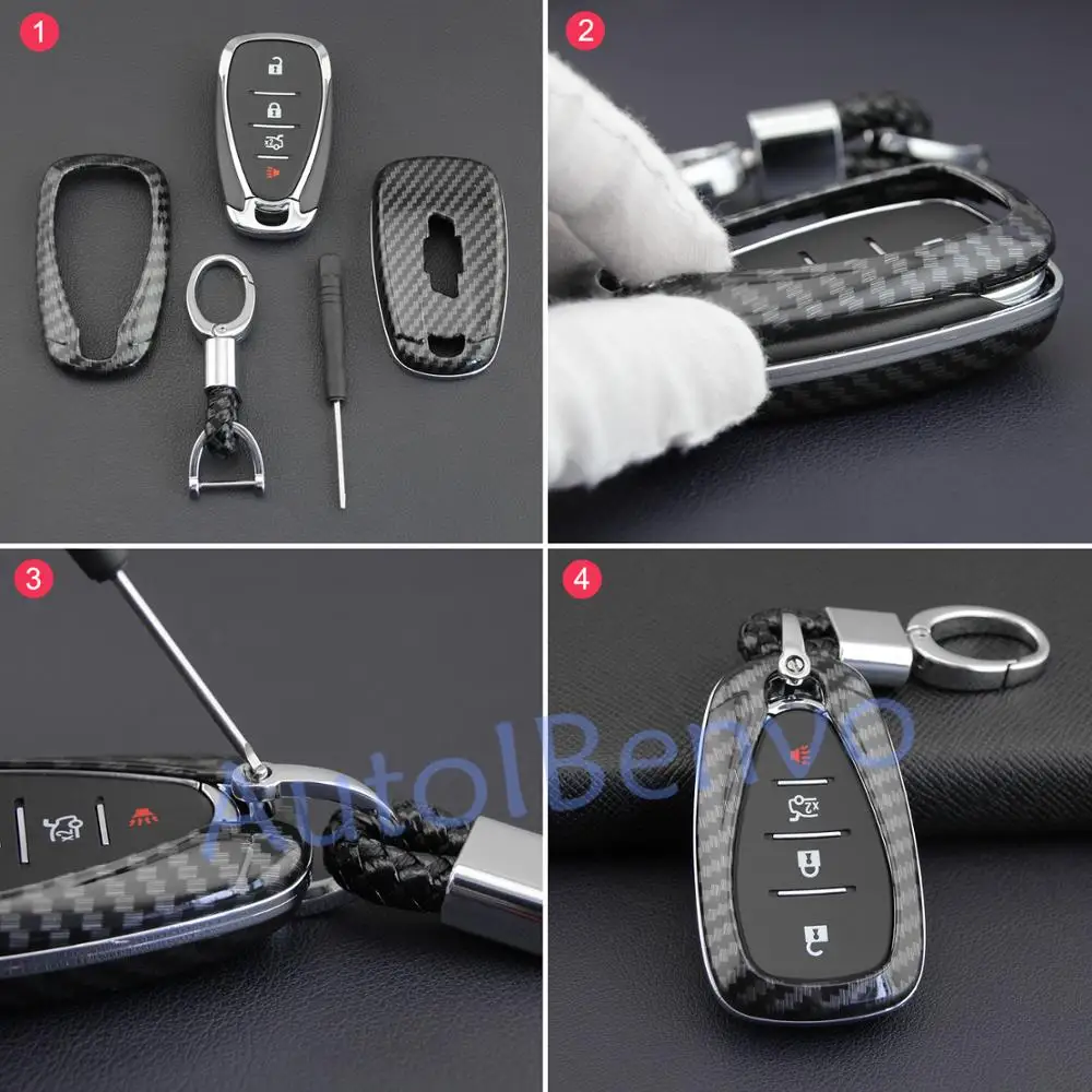 Прочный защитный чехол для ключей автомобиля из углеродного волокна Chevrolet Cruze Malibu