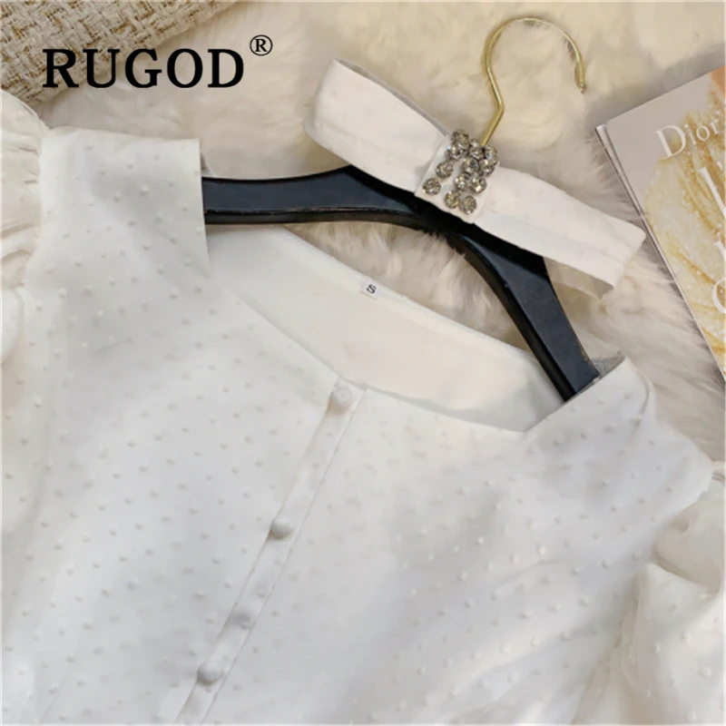 RUGOD 2020 офисные женские рубашки с принтом в горошек элегантные сетчатые блузки