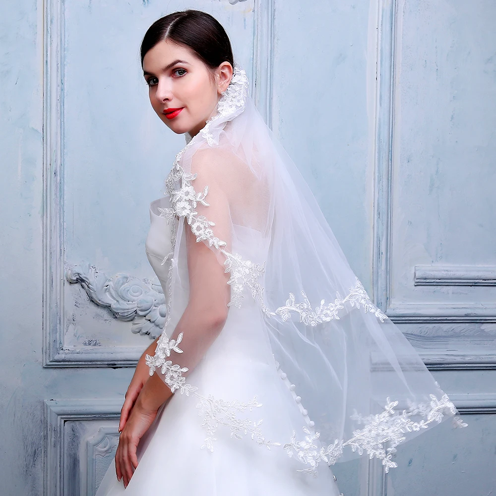 Новинка 2019 элегантная женская двухслойная Фата для невесты мягкий тюль с