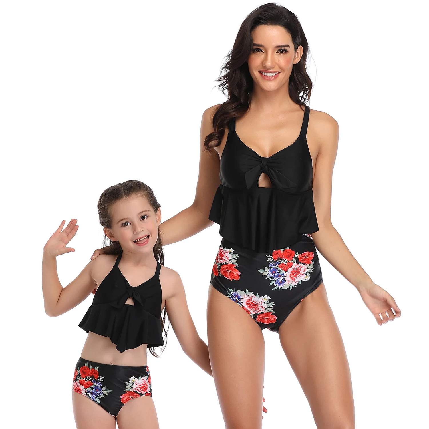 

2020 New Parent-Child Bikini Sexy High-Waisted Ruffle Swimsuit Swimwear Women Bikini Set Bathing Suit