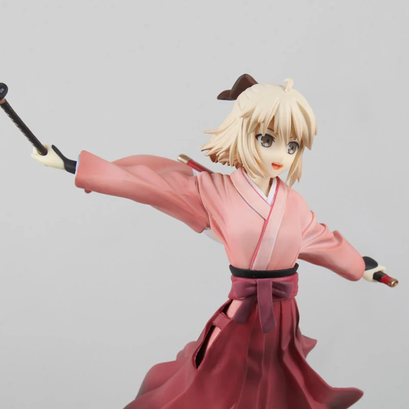 

18cm Anime Fate/stay Night Saber Action Figure PVC Cherry Blossom Kimono Amber Standing Posture Hand Arrow Model Doll Toy Gifts