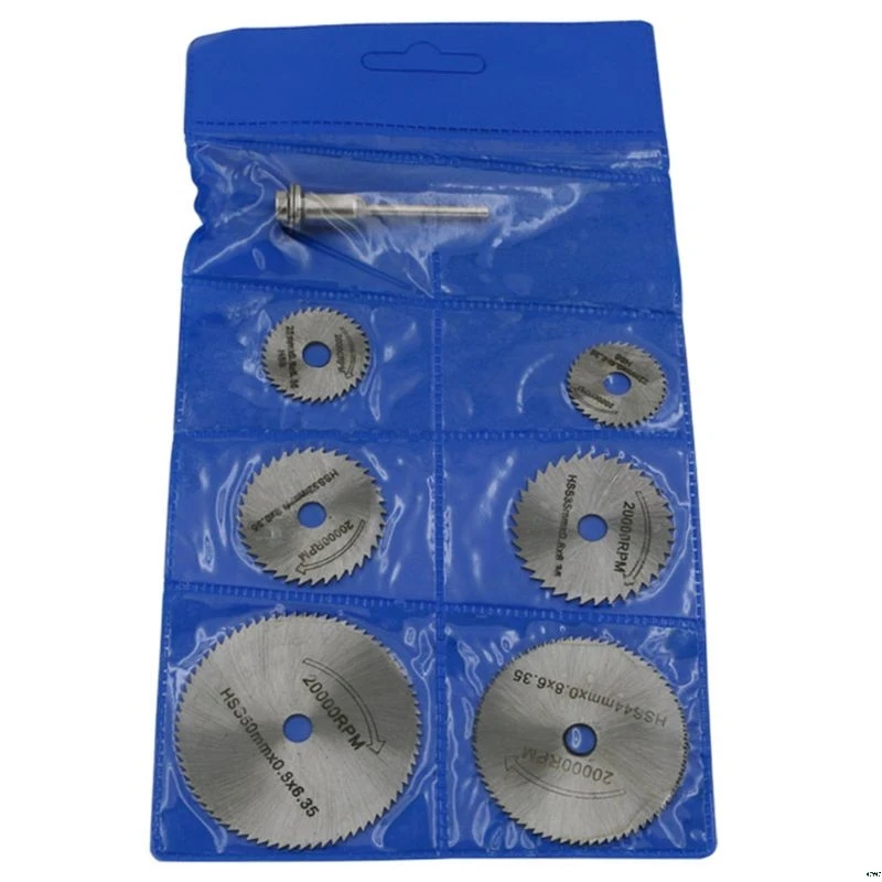 7pcs/set Mini High Speed Steel Saw Web Circular Rotary Cutting Blade Wheel Discs Mandrel Electric Grinding Accessories | Инструменты