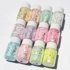 Блестящие 3D зеркальные блестки русалки для дизайна ногтей, шестиугольные блестки блестками, блестящий пигмент, пудра для маникюра, декоративные насадки