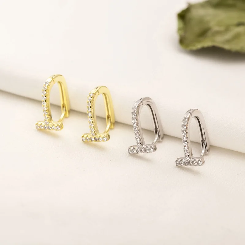

T Zircon Hoop Earrings,Thomas Style Fashion Autumn Jewerly For Women,2021Ts Gift In 925 Sterling Silver,Super Deals