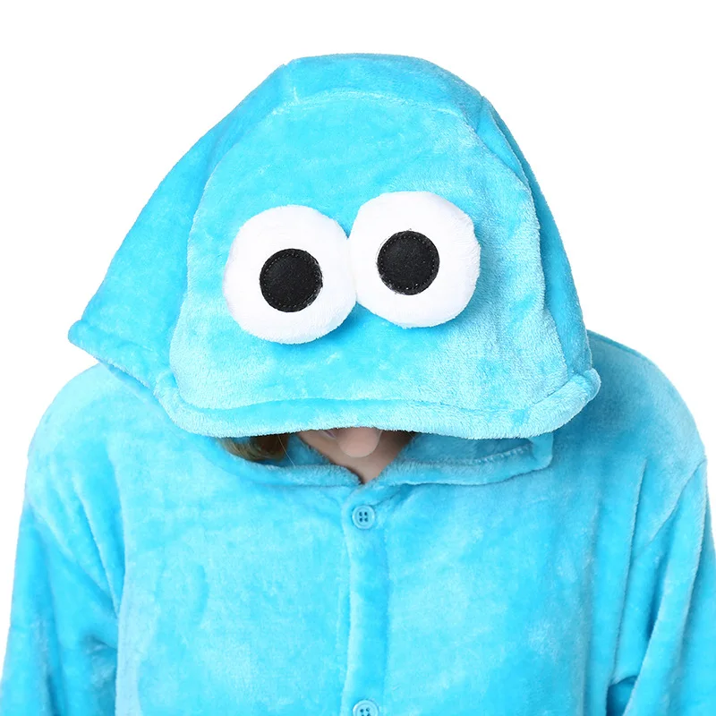 Мультяшные слитные пижамы синие красные Улица Сезам Симпатичные парные мужские