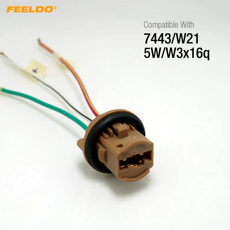 Автомобисветодиодный светодиодные лампы 7443/T20/W21/5W/W3x16q, Разъем Разъемы для проводки, разъем № FD-3817, FEELDO, 1 шт. Автомобисветодиодный светодиодные лампы 7443/T20/W21/5W/W3x16q, Разъем Разъемы для проводки, разъем № FD-3817, FEELDO, 1 шт.