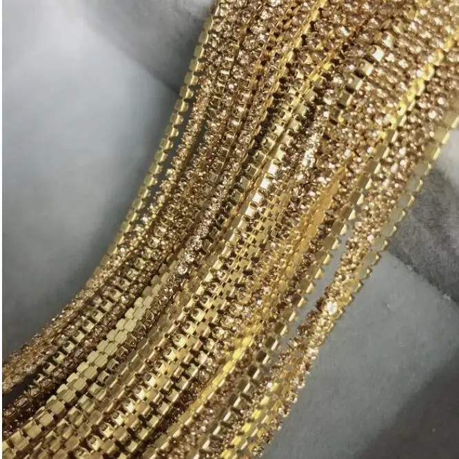 Цепочка Стразы ss4 1 4 мм причудливая отделка с золотым топазом украшение